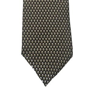 Christian Dior Monsieur 100% Silk Tie Black Gold Geometric Made France